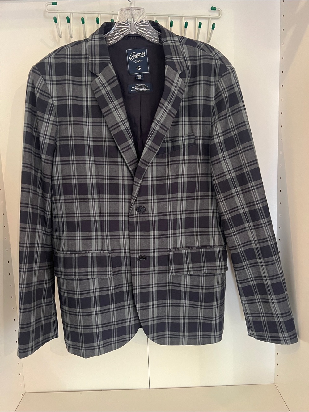 Grayers Navy and Gray Plaid Sport Coat